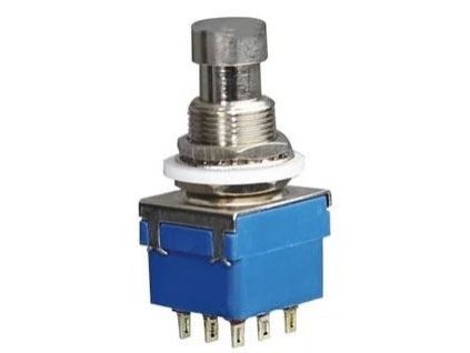 Přepínač stiskací PBS-24-302 250V/6A 3PDT 9P ON-ON