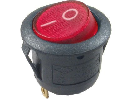 Vypínač kolébkový MIRS101-9C, ON-OFF 1p.250V/6,5A červený, prosvětlený