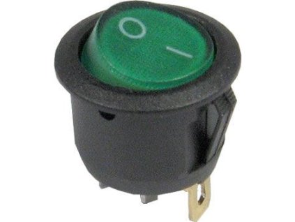 Vypínač kolébkový MIRS-101-9, ON-OFF 1pol.250V/6A zelený, prosvětlený