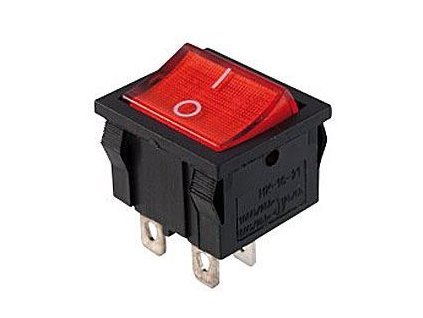 Vypínač kolébkový MIRS-201-4, OFF-ON 2pol.250V/6A červený