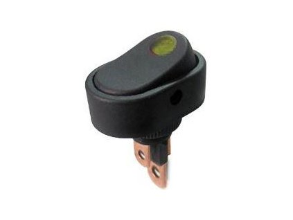 Vypínač kolébkový ASW-20D-2, ON-OFF 1pol.12V/20A žlutý, prosvětlený