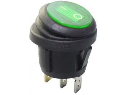 Vypínač kolébkový KCD1-5-101NW, OFF-ON 1pol.250V/6A zelený vodotěsný