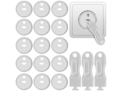 Záslepka do zásuvky bezpečnostní 15ks + klíč bílá