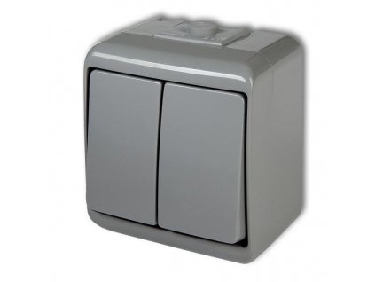 Vypínač dvojitý č.5 nástěnný, IP54, šedý, Karlik