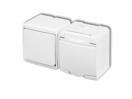 Zásuvka s vypínačem č.1, IP54, bílá, Karlik