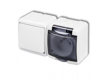 Zásuvka s vypínačem č.1, IP54, bílá, Karlik