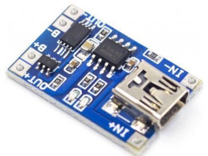 Nabíječka Li-Ion článku 1A s ochranou, modul s IO TP4056 (mini USB)