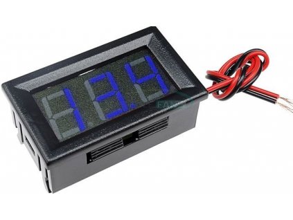 Voltmetr panelový LED modrý,  3,5-30V, NC064, 2 vývody