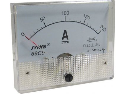 Analogový panelový ampérmetr 69C9 200A DC(50mV), bez bočníku
