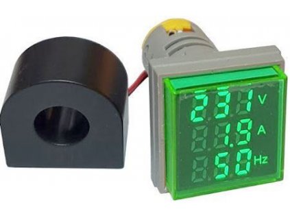 AD16-22VAHZS, panelový MP 60-500VAC+0-100AAC, 20-80Hz, zelený