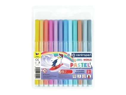 Popisovač Centropen 7550, vypratelný, pastelový mix, sada 12 ks