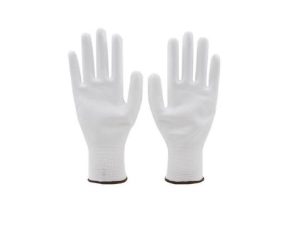 Pracovní rukavice bezešvé s PU dlaní - velikost 8, bílé