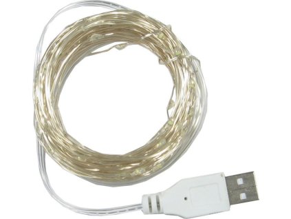 Vánoční a párty osvětlení - řetěz 100x LED bílý teplý, délka 10m