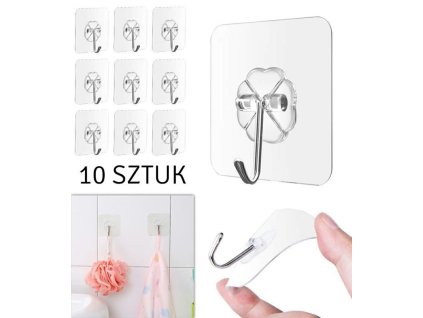 Průhledné samolepicí háčky 10 ks