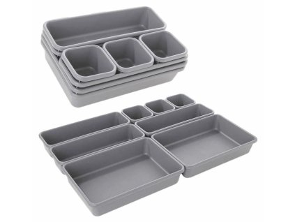 Modulární organizér do zásuvky 8 prvků - šedý