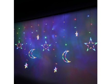 Vánoční  osvětlení měsíc 138LED LIGHT CURTAIN 3m, vícebarevné