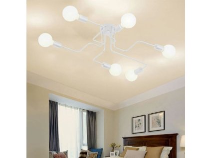 Bílé stropní svítidlo, 6 x E27, pavouk