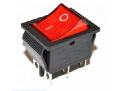 Přepínač kolébkový KCD4, ON-ON 2pol.250V/15A červený,prosvětlený