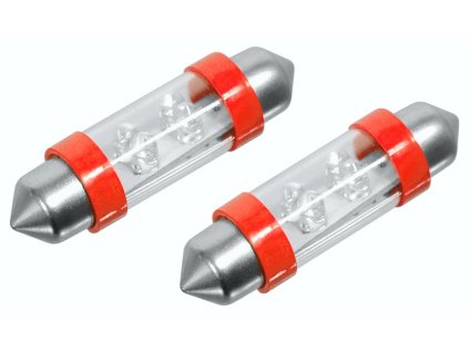 Žárovka 4LED 12V  suf. SV8.5 38mm červená  2ks