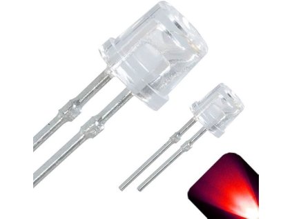 LED 5mm červená čirá 800mCd/25mA 110° 2,0V