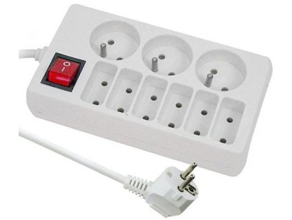 Prodlužovací přívod 3m-3x 3pól+6x 2pól.+vypínač