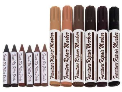 Sada na opravu nábytku s voskovkami a  fixy, 6ks a 6ks