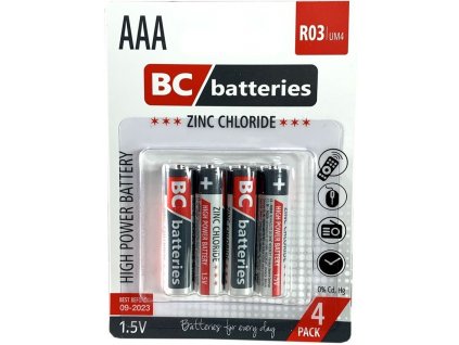 Baterie BC batteries 1,5V AAA(R03), Zn-Cl, balení 4ks