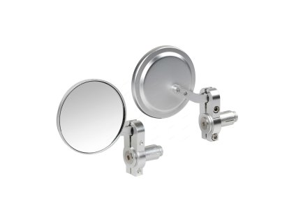Zrcátka na motocykl DERNIER, stříbrné, upevnění do řídítek, LAMPA