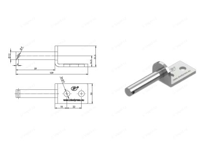Úchyt pantu bočnice UZ-01B 12 mm, šrouby z boku SPP
