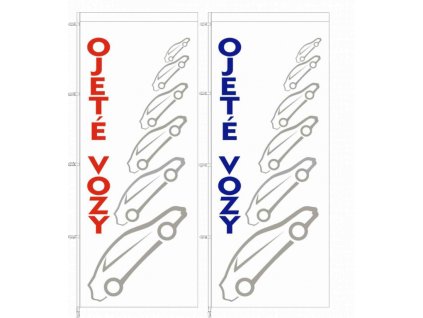 Vlajka OJETÉ VOZY - bílá, modrý nápis - 125210050M