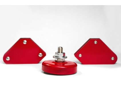 Magnetická zemnící svorka a 2 ks magnetických mini úhelníků - QJ6017