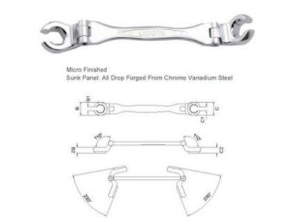 Oboustranný otevřený stranový klíč - 13 x 14 mm - LIAWT1314