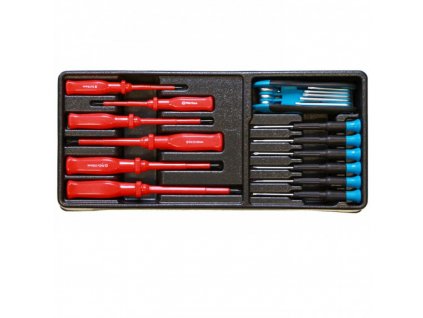 Sada elektrikářských a hodinářských šroubováků ve vložce do dílenského vozíku, 13 dílů - VV013SS01