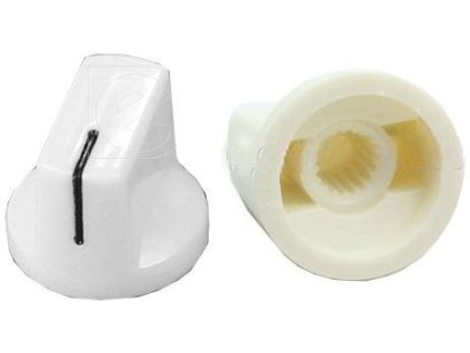 Přístrojový knoflík KN19 19x13mm, hřídel 6mm, bílý