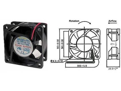 Ventilátor 60x60x25mm 12V/0,15A 4000 ot/min