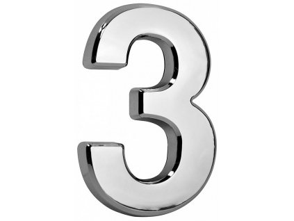 Domovní číslo "3" MagicHome, s lepící páskou, stříbrné, 70x100 mm, ABS