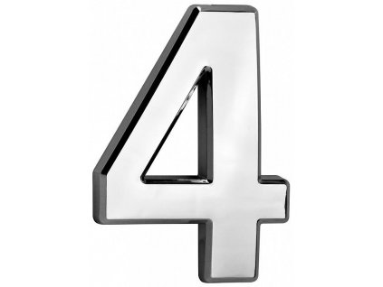 Domovní číslo "4" MagicHome, s lepící páskou, stříbrné, 70x100 mm, ABS