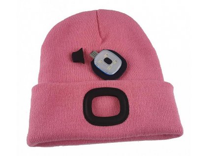 Čepice LED, 4x SMD LED, USB nabíjení, růžová, uni