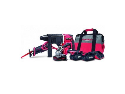 Set Worcraft WSET-08, S20Li kladivo, ocasní pila, úhlová bruska, nabíječka, 2x aku, brašna