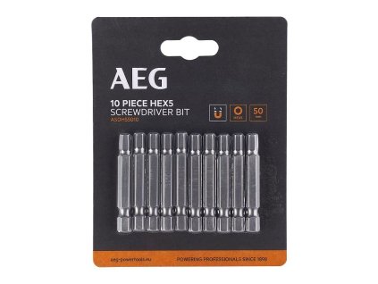 Šroubovací bit HEX5 50mm AEG, sada 10ks