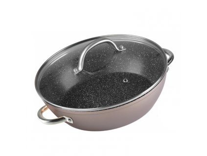 Hrnec s poklicí MagicHome Coffee Brown Line, 26cm, 2,8l, vhodný do trouby