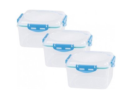 Dóza MagicHome sada 3 ks, 1200ml, 17x17x12,6 cm čtvercová, Clip, Lunchbox YH3