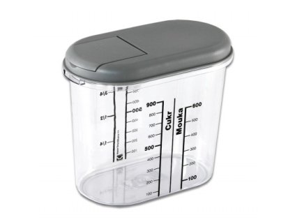 Dóza 1L oválná sypací, odměrka  CZ, mix barev