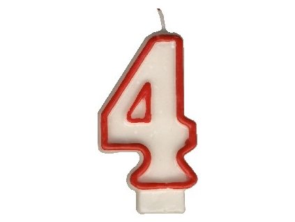 Svíčka dortová číslice ´´4´´ 7,5cm