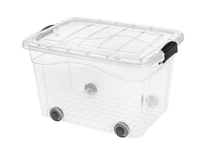 Box úložný PYRAMIDA 55x41x33cm 40L s kolečky, čirý