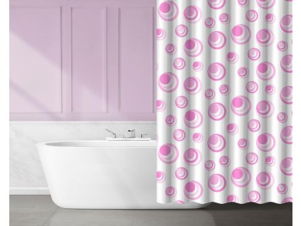 Závěs koupelnový 180x180cm dekor, PEVA dekor růžová