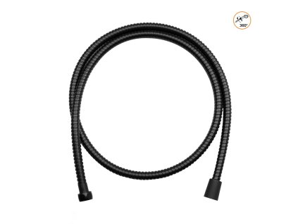 Sprchová hadice nerez 154cm dvouzámek, 360°  AWD1647 černá