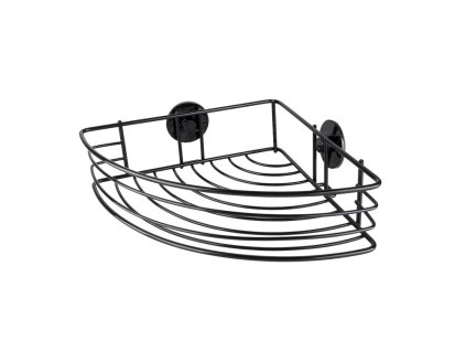 Polička koupelnová rohová černá 31x22,5x7,5cm samolepící AWD1664