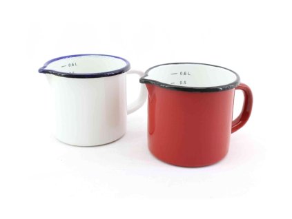 Hrnek smalt  730ml ¤10cm s výlevkou, odměrka, mix barev