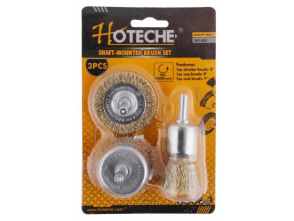 Sada drátěných kartáčů s nástavcem do vrtačky, 3 ks - HT591001